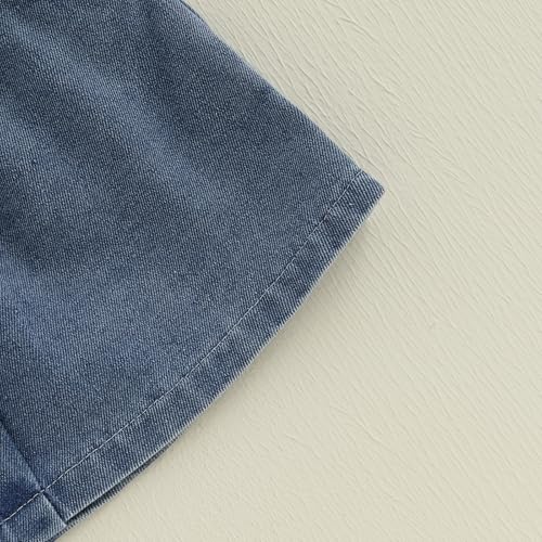 Image of Toddler Girls Summer Outfits Solid Color Ruffle Sleeveless Tank Tops Vest Denim Skirts Kids Fashion 2 Piece Outfits