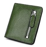 AINIMOER Small Leather Wallet for Women, Ladies Credit Card Holder RFID Blocking Women's Mini Bifold Pocket Purse, Green