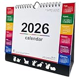 FAAS カレンダー 卓上 A5 2026年 猫 デスク テーブル用 カラーインデックス付 1月はじまり 12か月表示 ビジネス