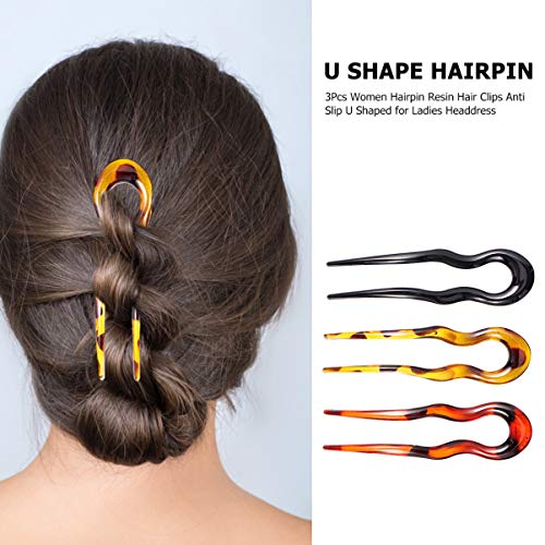 3 Pecas Grampo De Resina Grampo De Cabelo Para Mulheres Palitos De Cabelo Francês Garfos Grampos De