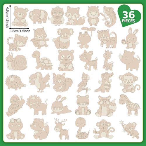 Gisgfim MM1756 36Pcs Wooden Magnet Painting Craft Kit Diy Wooden Magnets Coloring Arts Crafts thumb #1