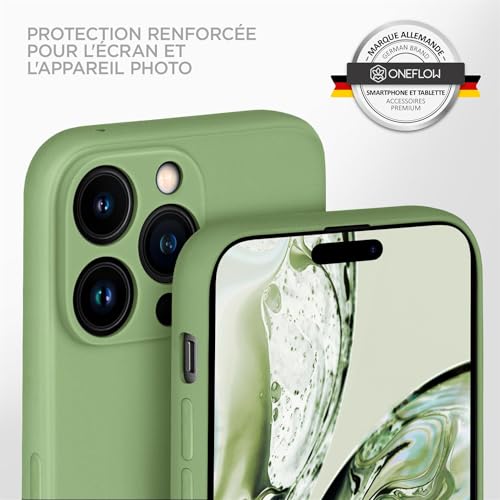 Coque silicone iPhone 14 Pro Max évite rayures objectif écran coque souple verte - 4