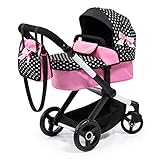Bayer Design 17060AA Kombi-Puppenwagen Xeo mit Tasche, schwarz, rosa