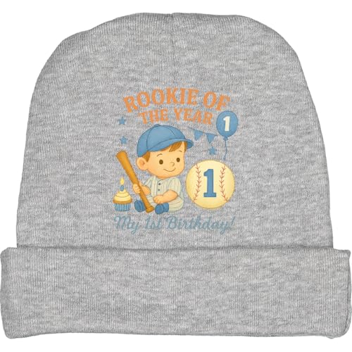inktastic Rookie of The Year First Birthday Baseball Theme Baby Beanie Hat