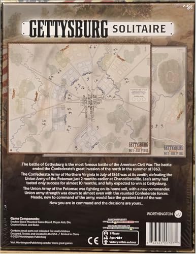 Worthington Games Gettysburg Solitaire Juego de Mesa Edición Boxed para Adultos 18+ miniatura 2