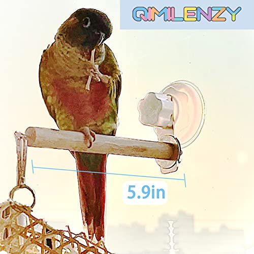 Qimilenzy Suporte para Janela de Pássaros/Banheira/Carro/Poleiro de Viagem com Ventosa para Pássaros