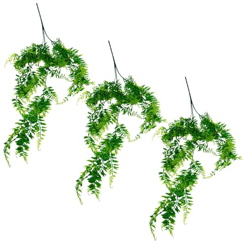 shymie フェイクグリーン 吊り下げ 大型 縦73cm 造花 インテリア 観葉植物 壁掛け 屋外 卓上 リアル 目隠し 人工 葉 プラスチック 3個セット