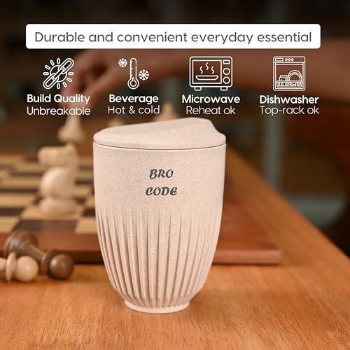 Image of Eha Earth Friendly Customised Coffee Mug, Coaster with Bag 350 ml, Set of 1 | Made with Rice Husk Biocomposite | Personalized Gifts for Friends and Family | Sand Castle