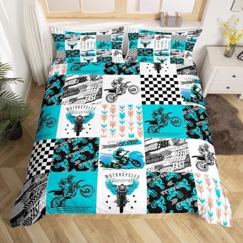 richhome Juego de ropa de cama de microfibra para niños y niñas, deportes extremos, motocross, motociclistas, adolescentes, tamaño King, decoración de habitación