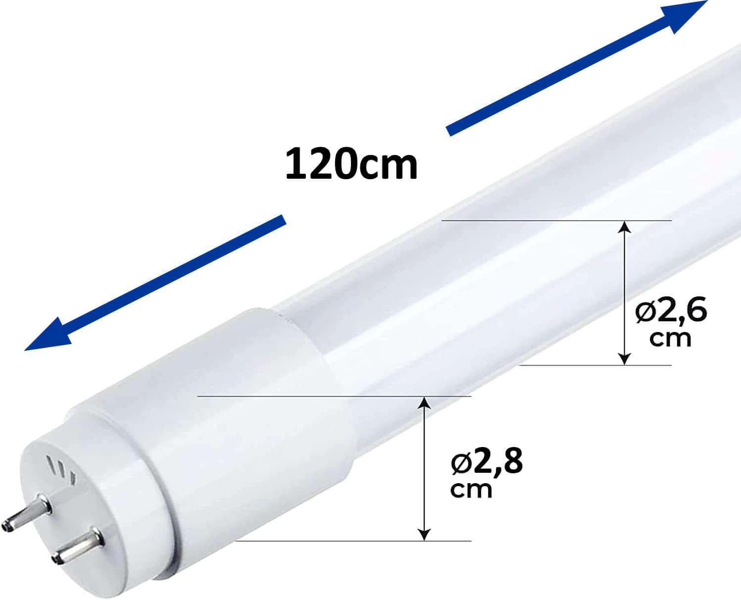 Pack x10 Tubo LED 120cm 18W, Fluorescente Standard T8 G13, Ángulo 300º, 2000 lumenes, Iluminación interior de techo, Bajo consumo y Alta luminosidad, Cebador LED incluido, Luz Blanca Fría (5700K)