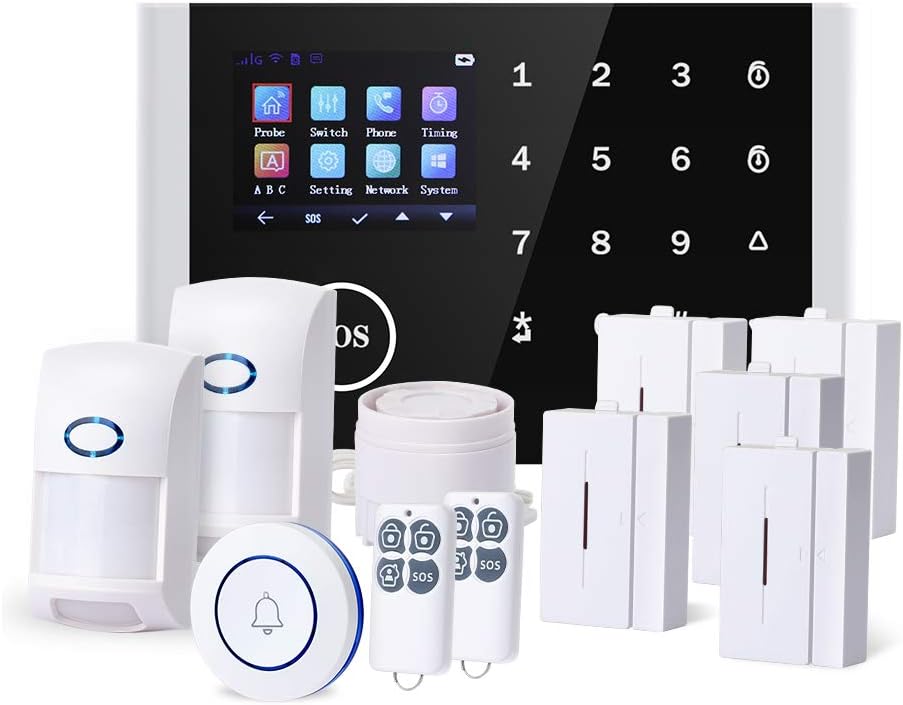 Home Security System, KKUYI GSM Alarm System Wireless Remote Control Security Alarm with Optional 24/7 Monitoring, No Contracts, APP Control, Easy Installation for House Office Business