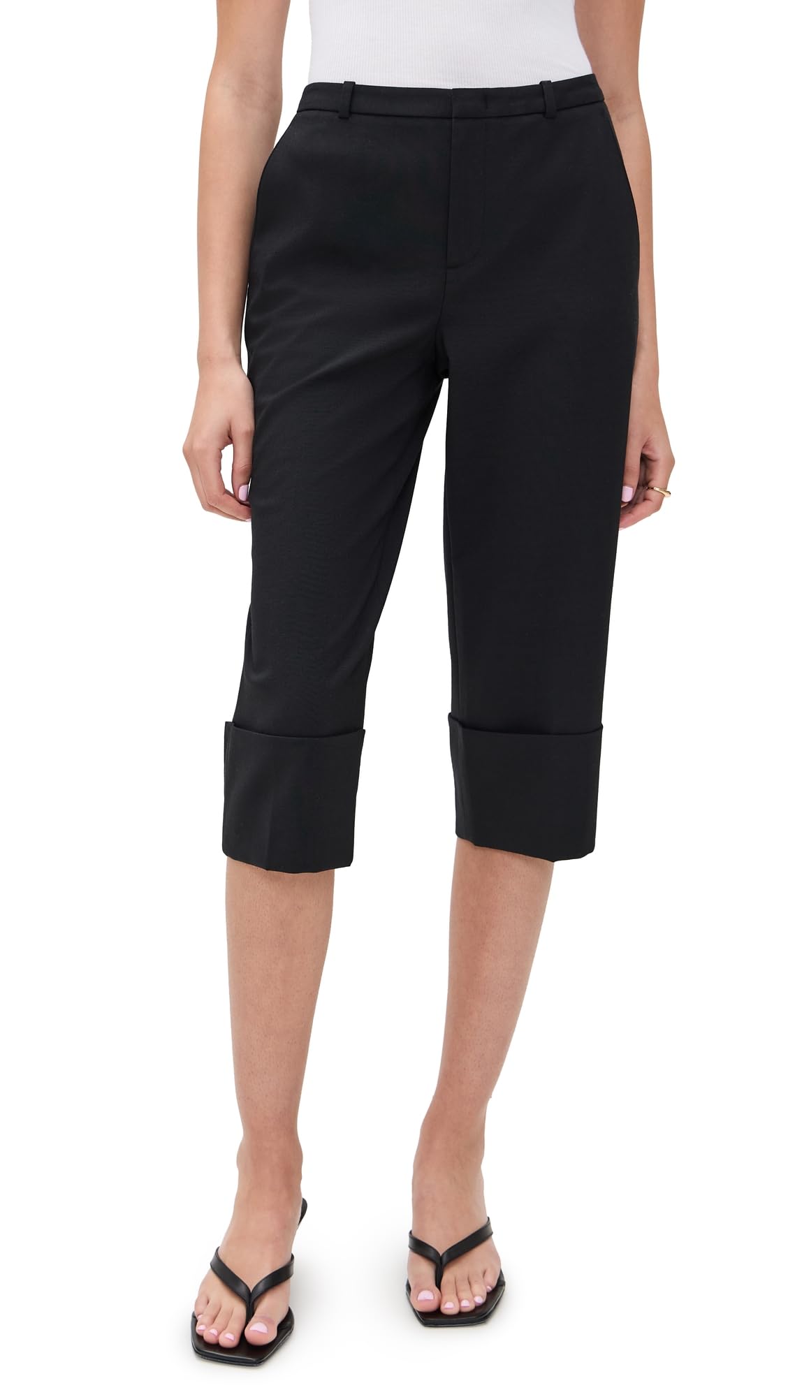 Vince Womens Mid Rise Cuffed Cropped Pant