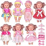 ARTST Doll-Clothes-Accessories 7 Set Baby-Doll-Clothes Suitable for 8-10-Inch-Dolls Included Tablewar and Hangers
