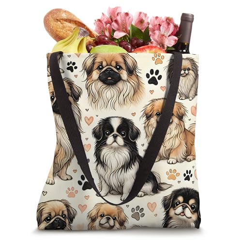 Bolso tote con patrón de perros pekinés miniatura 4