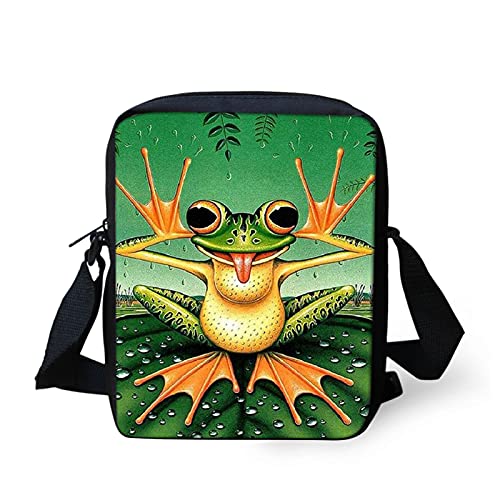 Stuoarte Cartoon Frog Print Crossbody Slingbag With Adjustable Strap, Lightweight Durable Purse Tote Shoulder Messenger Bags Travel Bag Handbag For Women Teens #TOP1