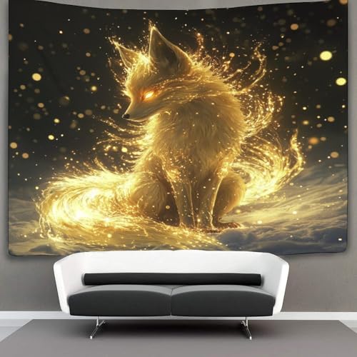 Tapisserie murale renard effet 3D drap de plage grand tissu deco chambre