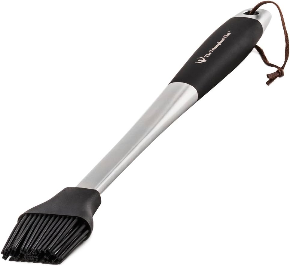 Premium Stainless Steel Silicone BBQ Basting Brush, 16.5" Long, Large Head, Charcoal Black