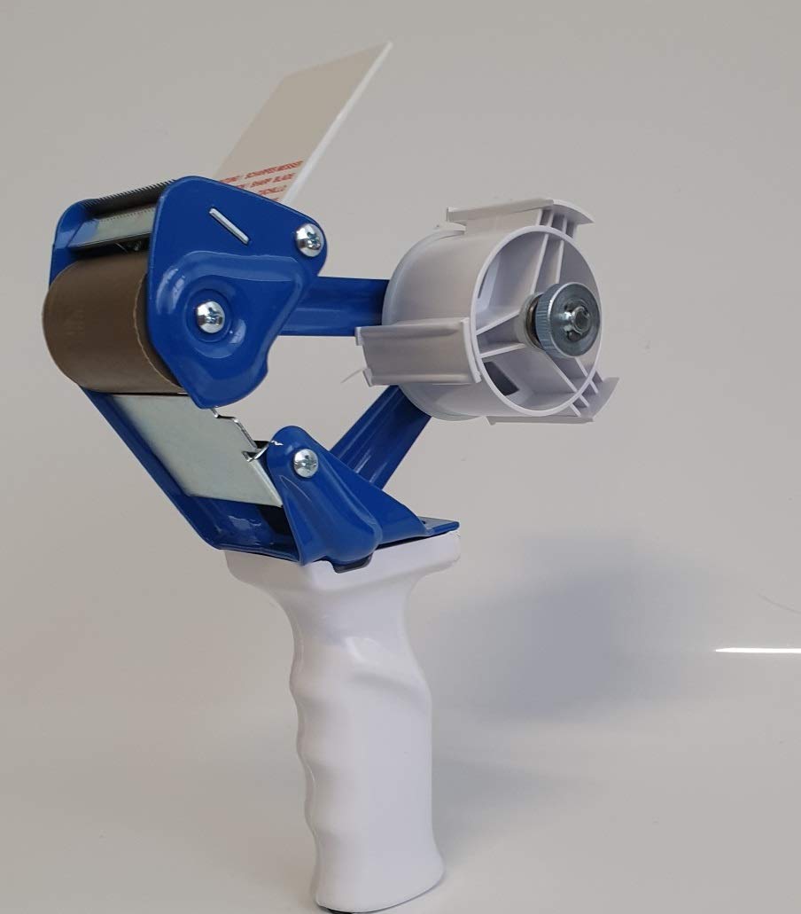 Handabroller für Klebeband Paketbandabroller hochwertiger Klebebandabroller mit Abrollbremse Packband Abroller (2 Handabroller + 12 Rollen Packband)