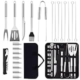 SXTBWFY Grilling Accessories with Case - 23PCS Portable Barbecue Grill, Stainless Steel BBQ Tools, BBQ Grill Accessories for Camping, Backyard, Kitchen, Grilling Gifts for Men