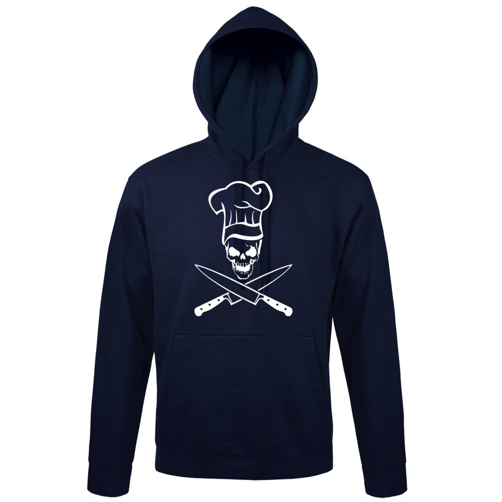 Czaszka z czapką kucharską i nożem, męska bluza z kapturem, grantowy, 4XL