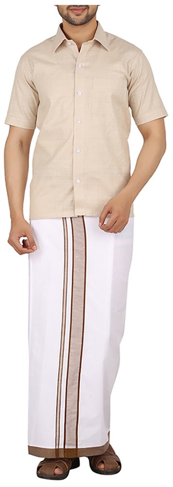 Prakasam Cotton Men's Cotton Dhoti_Moon-Vel-Pkt-Brown_Brown_34