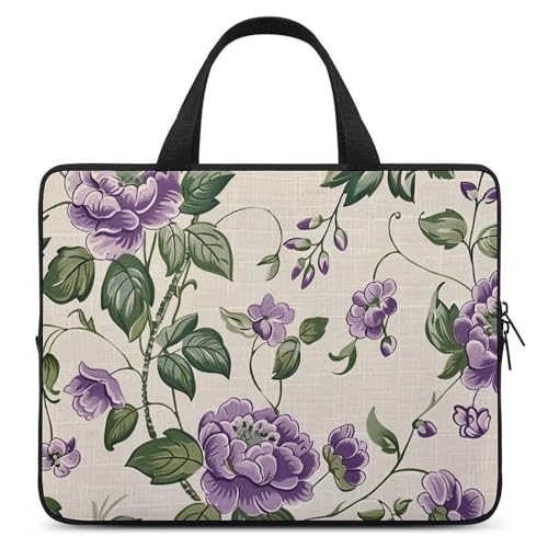 Sac à bandoulière pour ordinateur 15 pouces en lin crème floral
