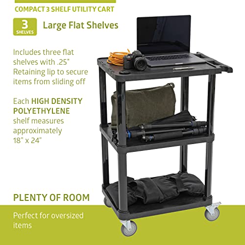 Image of Pearington 3-Tier Compact Multi-Purpose Utility Cart with Lockable Wheels and Ergonomic Handle, Black, 2 Pack