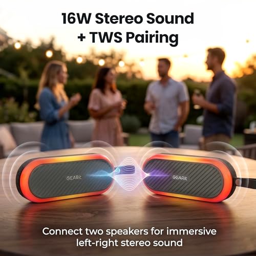 Image of GEARit Magnetic Golf Cart Bluetooth Speaker, 16W Loud Waterproof Portable Speaker, Wireless BT5.3 Golf Audio with RGB Light, TWS Pairing for Outdoor, Beach, Golf Accessories Gifts for Men