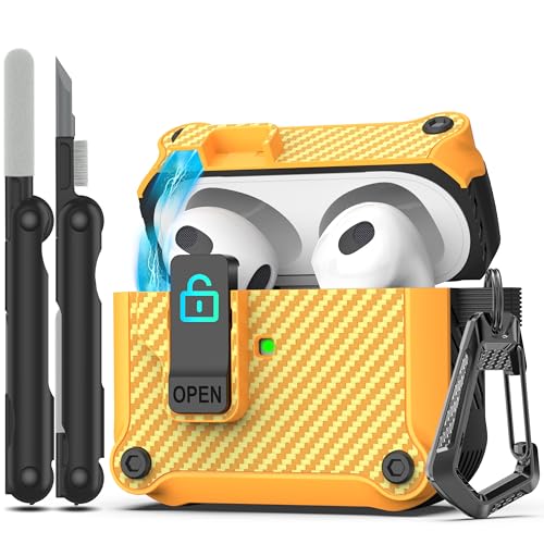 Image of RFUNGUANGO AirPods 3 Case with Lock Magnetic Lid, Yellow
