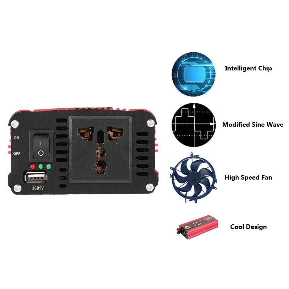 Invertitore di potenza-Caricatore USB per auto Duokon 2000W Caricatore USB Adattatore convertitore sinusoidale modificato DC 12V / 24V a AC 220V
