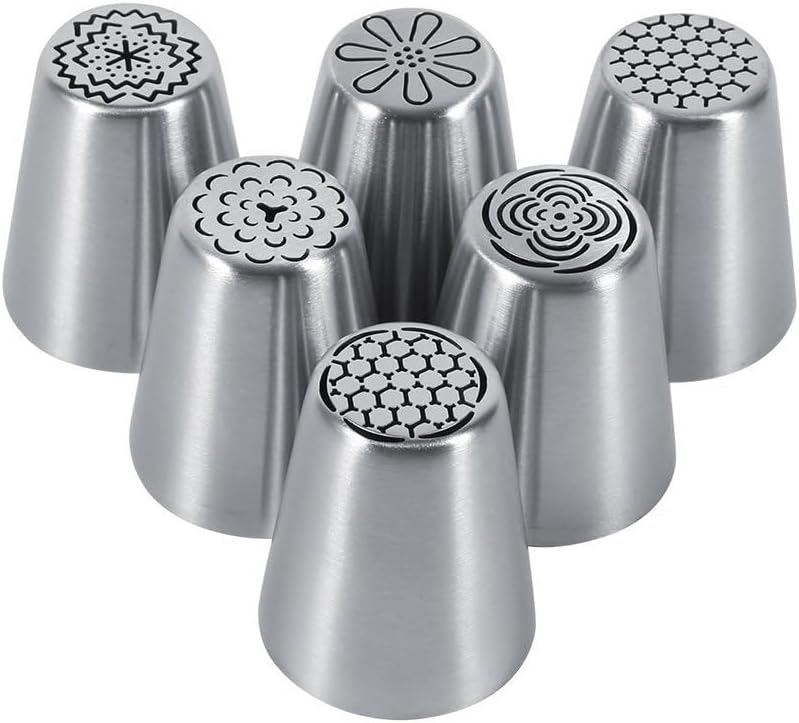 piping tip Piping Tips Set 6PCS Stainless Steel Cupcake Flower Shaped Frosting Nozzle Kit Kitchen Gadgets Sliver for DIY Baking Tools