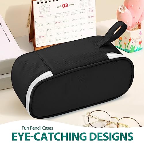 Image of Jcocylse Large Capacity Pencil Case Portable Pencil Pouch Bag School Supplies for College Students Girls Boys Adults (Black)