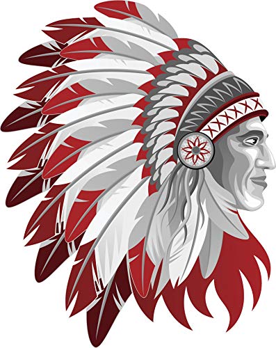 Red and White Native American Indian Chief in Headdress Round Metal 0.75" Lapel Pin Hat Shirt Pin Tie Tack Pinback2