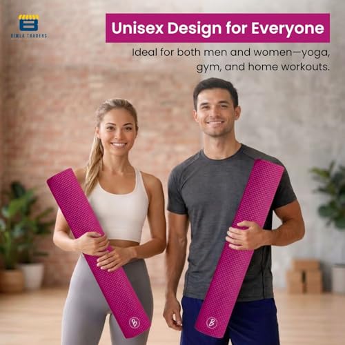 Image of Btag Premium PVC Yoga Mat for Women & Men | Anti-Slip Exercise & Gym Mat for Home Workouts | Lightweight & Durable | 6 mm (Dark Pink)