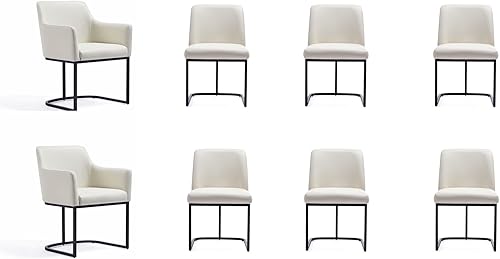 Miniatura 23 de Manhattan Comfort Serena - Silla de comedor moderna de piel sintética, asiento sin brazos, ideal para cocina y oficina en casa, juego de 2, color