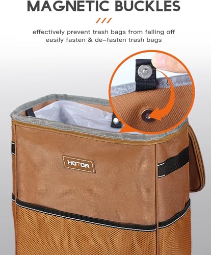 Image of HOTOR Car Trash Can, Leakproof Car Organizer, 3-Gallon, Brown