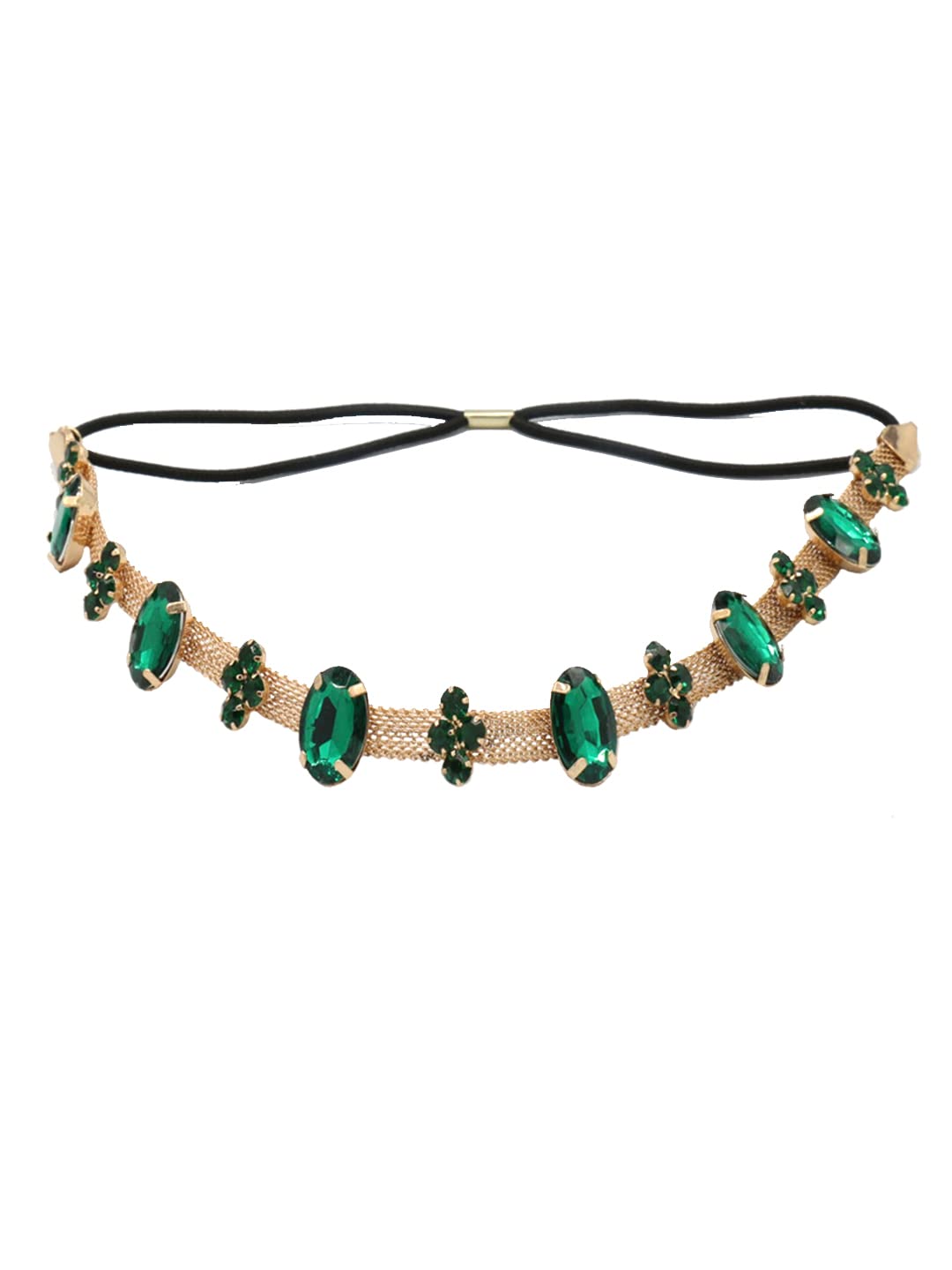 Yellow Chimes Head Chain For Women Dark Green Crystal Beaded Headbands For Women and Girls (B0B5TDJJLX) Amazon Price History, Amazon Price Tracker
