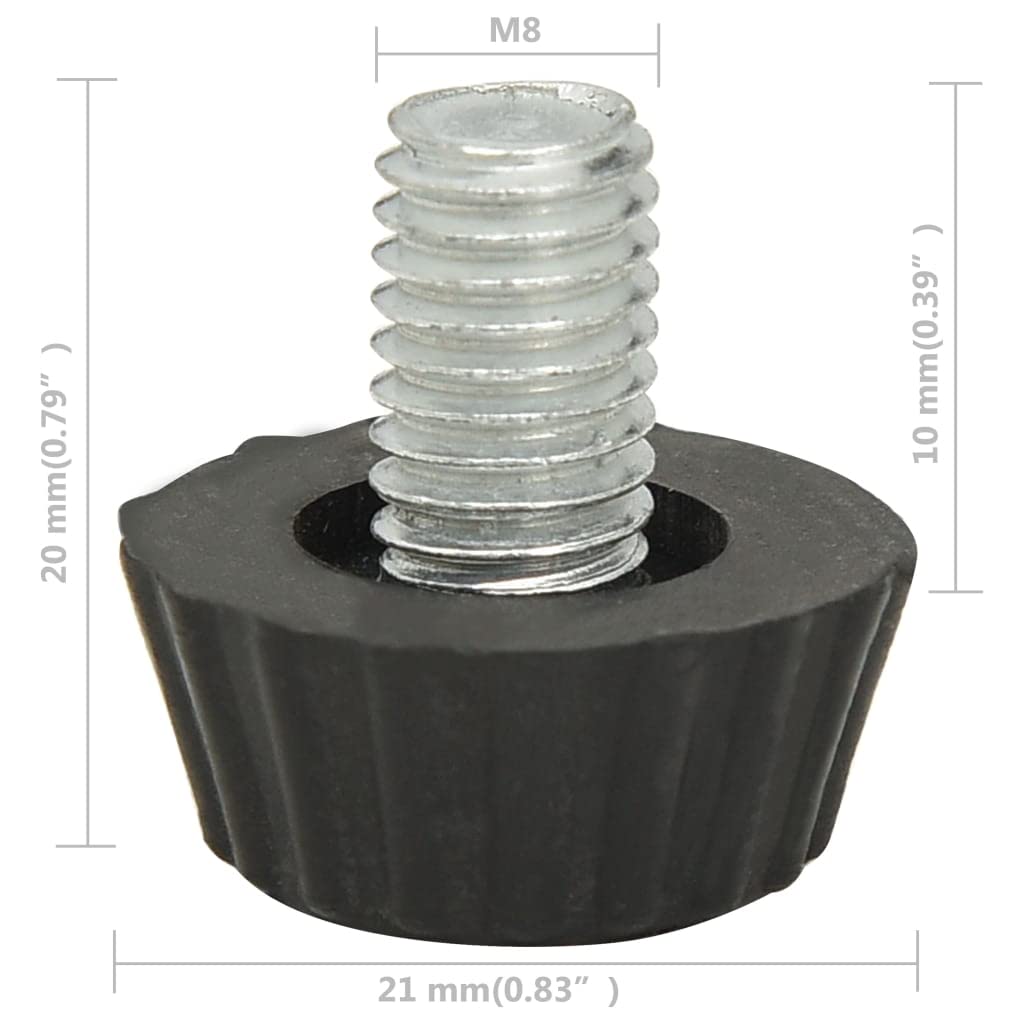 Piedini regolabili per mobili M8, in plastica e acciaio, 18 pezzi, colore nero, diametro della base 21 mm, altezza 20 mm, resistenti alle intemperie, per mobili da giardino, terrazza, balcone