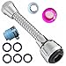 Flexible Faucet Sprayer Attachment 360 ° Kitchen Sink Aerator Extender ABS Polished Chrome for Cold Hot Water (Silver）