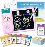 SHOUS Juguetes de Aprendizaje, 510 Palabras Tableta de Escritura LCD con 255 Tarjetas Flash Parlantes, Lectura Bilingüe en...