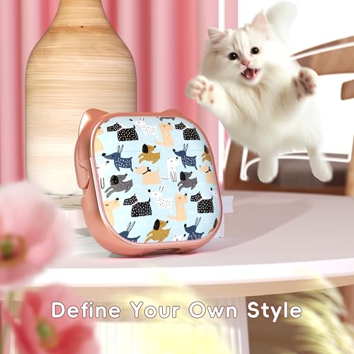 Image of for AirPods 4 Case with Cleaning Kit, Cute Cat Ear Print Design & Cute Buckle, Inverted Phone Holder Design, Top Safe Lock Buckle Design, for Girls AirPods 4 case 2024, Rose Gold Animal