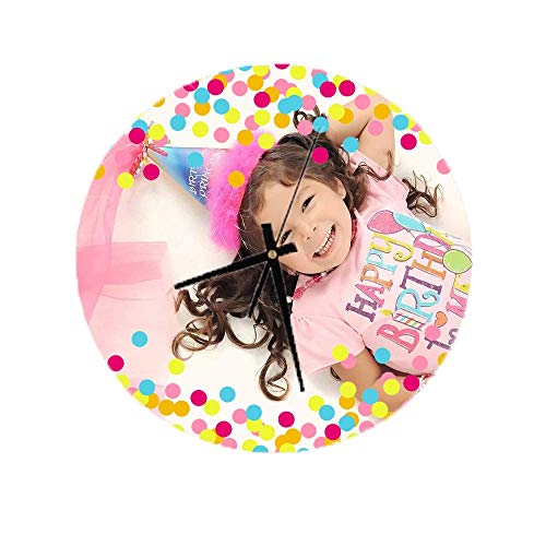 Mookase Reloj de Pared Personalizado Circular Patron Confeti 20x0,5 cm con tu Propia Foto | Reloj de Madera con Foto, Texto o Imagen | Regalo Original
