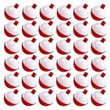 JOGFFDE Fishing Bobbers Floats Bulk Hard ABS Floats Bobber Snap on Push Button Red/White Round Buoy Float Bobbers for Fishing Tackle Accessories Party Decoration (0.5INCH-30PCS)