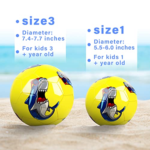 Size 3 Soccer Ball For Kids - Kid Ages 3 4-6 6-8 8-12 Outdoors Sports Playing Ball Shark Pattern Toddlers Recreation Ball For Girls Boys School Christmas Birthday Gifts Back To School #TOP3
