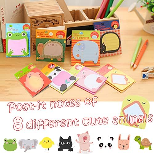 Animal Self Sticky Notes Set, 16 Pads Cute Animals Sticky Post Notes, Cartoon Sticky Notes for Office Memo,School Kids,Home,Student