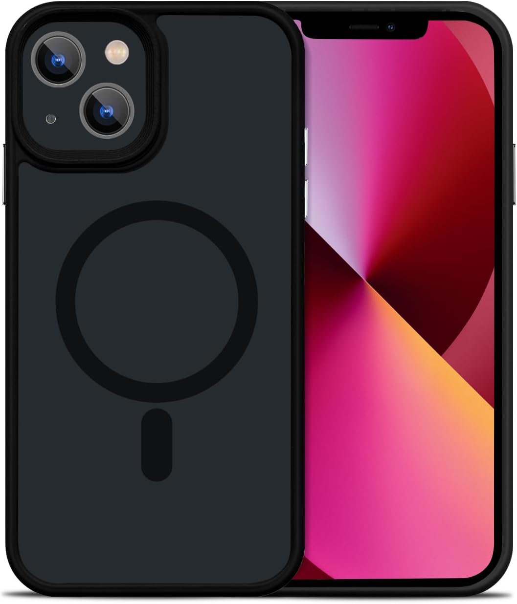 GRIPP® Bolt Matte Texture with Mag-Safe Case for iPhone 13 | iPhone 14 (6.1") Dual Layer Protection & Drop Tested, Anti-Slip Scratch Resistance TPU Bumper Edge to Edge Protection Back Cover - Black