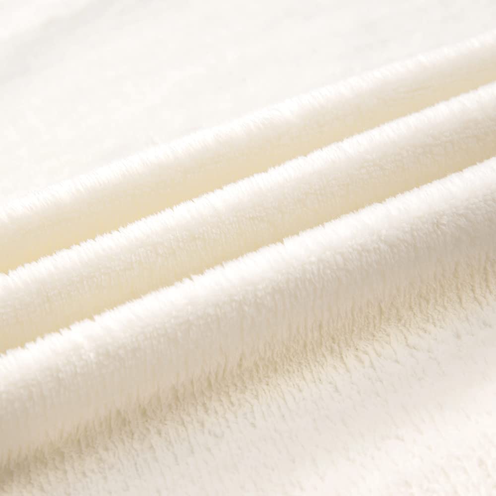 MIULEE Manta de Terciopelo Grande para Sófa Mantilla de Franela para Siesta Suave Manta para Cama Ligera y Cálida Felpa para Mascota Cama Habitacion Dormitorio 1 Pieza 170x210cm Blanco Crema