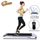 2 in 1 Under Desk Folding Treadmill,Electric Motorized Portable Pad Treadmills Walking Jogging Running Exercise Fitness Machine with Remote Controller and Bluetooth Speaker for Home Gym Office