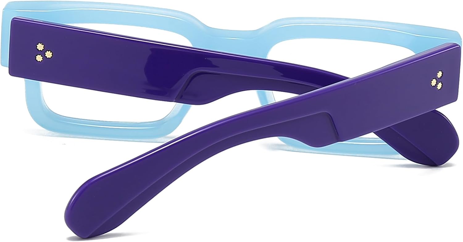 EYLRIM Square Thick Frame Glasses for Women Men Chunky Rectangle Blue Light Glasses Non Prescription Eyeglasses - Image 3