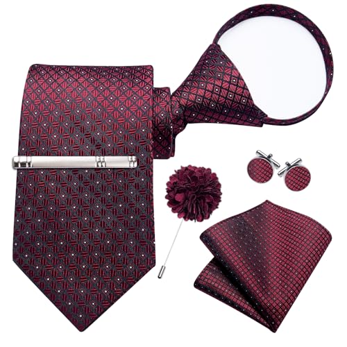 Image of DiBanGu Silk Zipper Ties for Men, Formal Pre-tied Necktie
